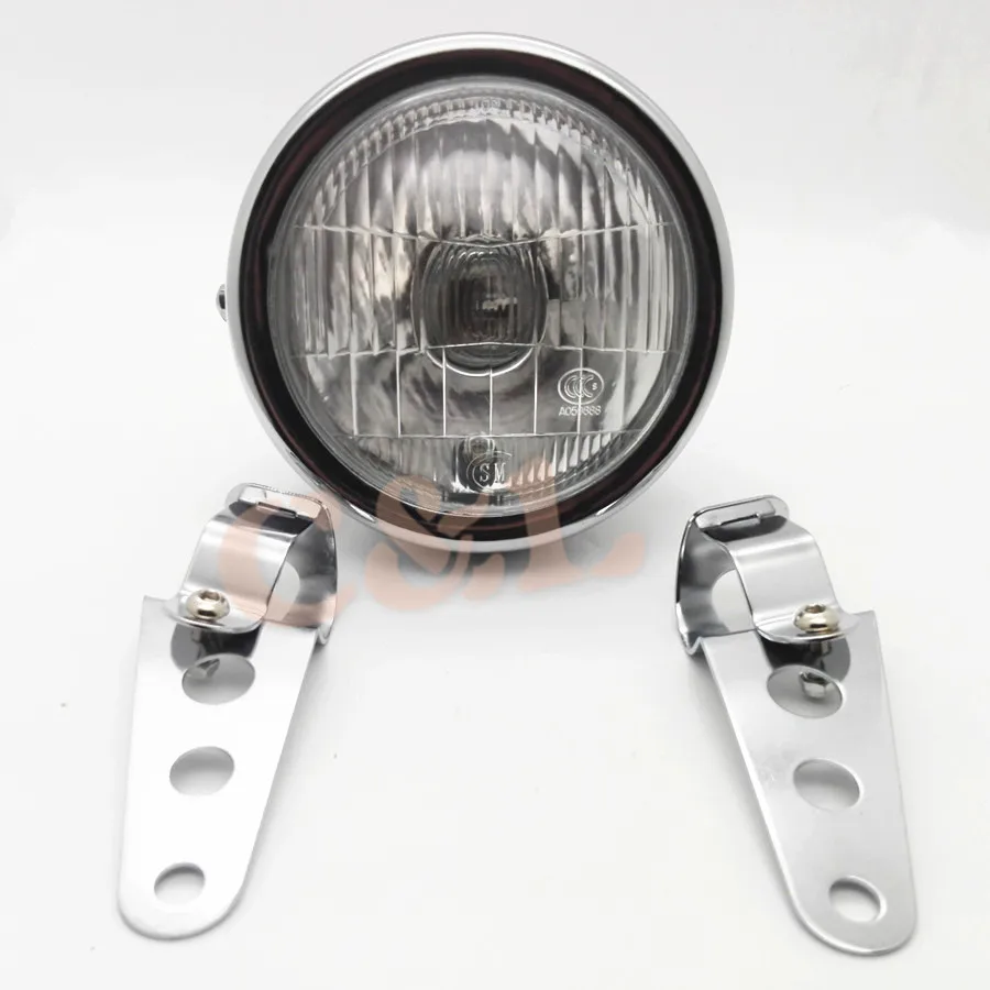 Мотоциклетная хромированная металлическая передняя фара с прозрачными линзами