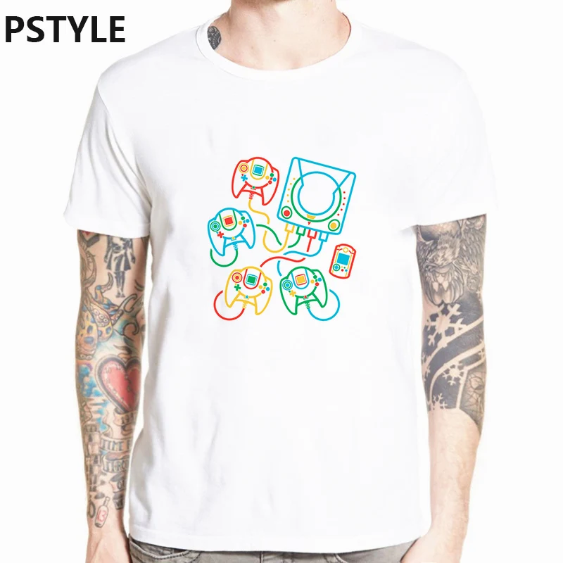 Pstyle harajuku футболка с принтом dreamcast белая футболка Прямая поставка Летняя мужская футболка с коротким рукавом Уличная Мужская футболка