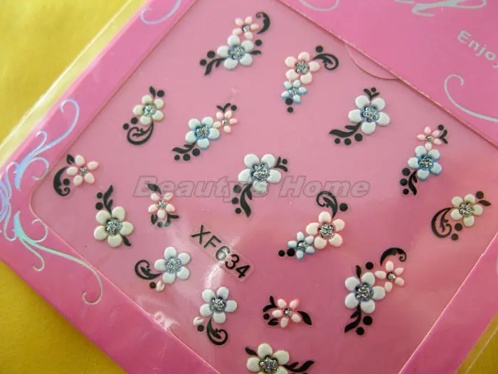 5 in 1 nail designs adhesive 3D Nail Stickers decals Art Decoration different pattern Free shipping #1563 | Красота и здоровье