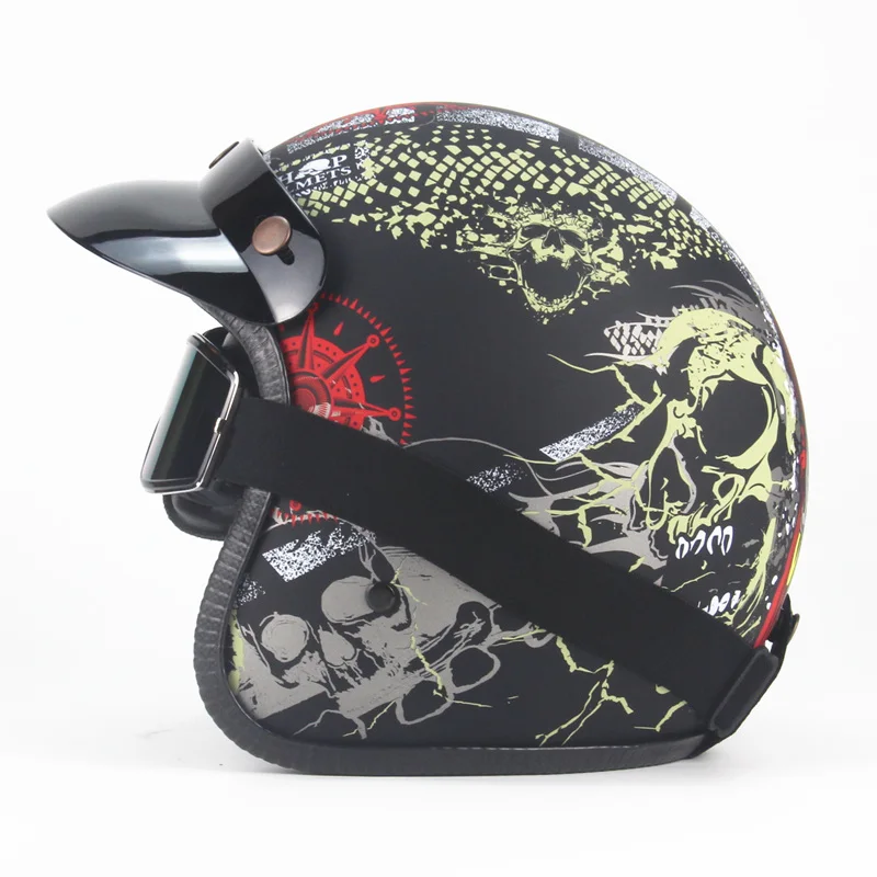 HD Matte Black 1 3/4 шлемы moto rcycle с открытым лицом винтажные Ретро-шлемы Чоппер мотошлем rcycle шлем с Закрытая маска - Цвет: HD Matte Black 1