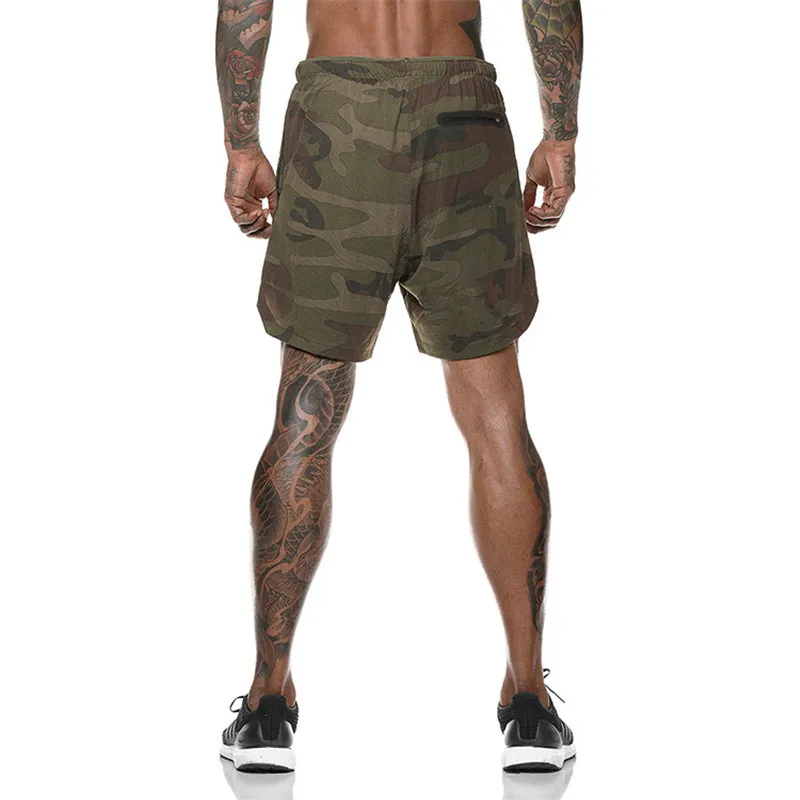 

Quick Drying Running Shorts Men's 2 in 1 Security Pocket Shorts Men Leisure Shorts Hips Hiden Zipper Pockets Built-in Pockets