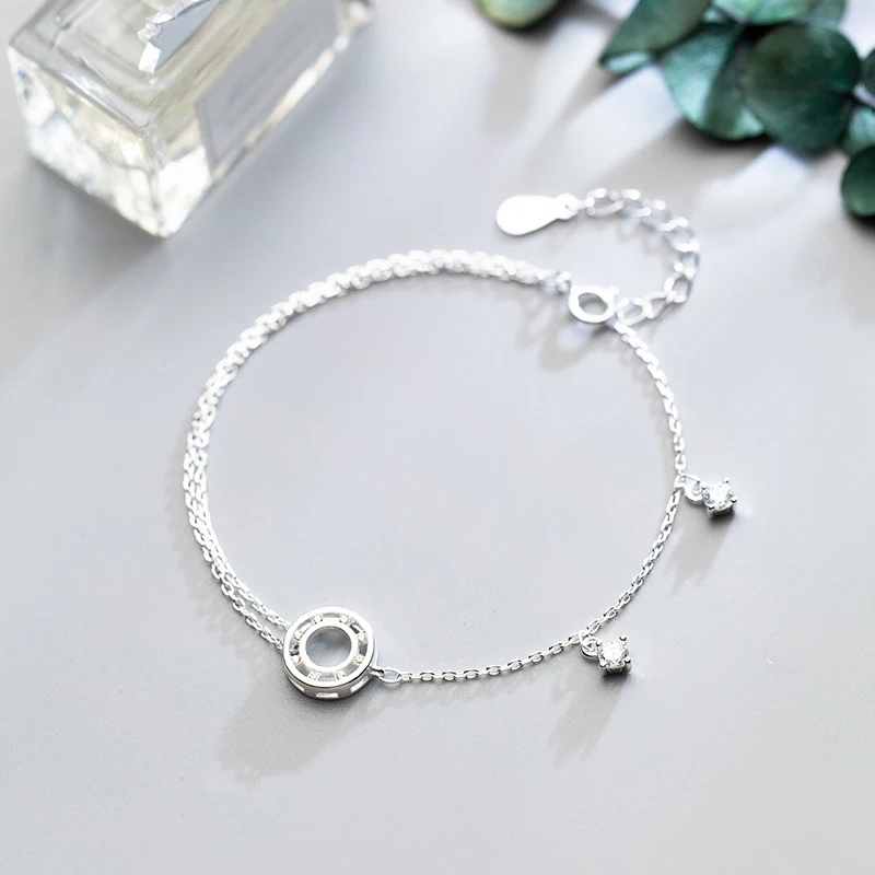 

PONYKISS Bohemia 100% S925 Sterling Silver Cute Round Zircon Bracelets Fine Jewelry Women Creative Sweet Engagement Party Gift