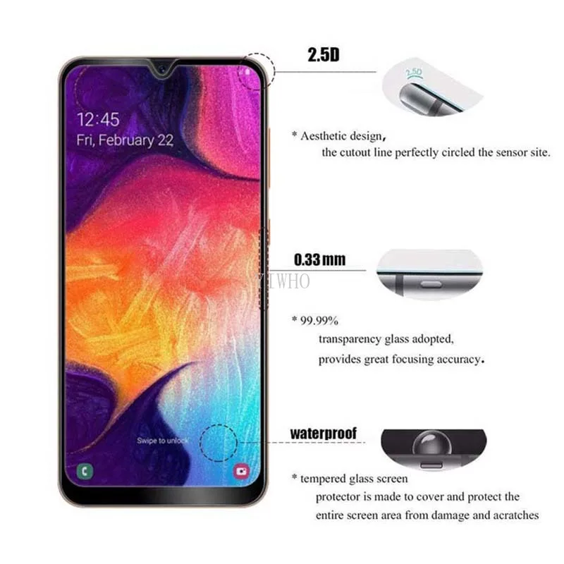 Защитное стекло 2 в 1 для Samsung Galaxy A50 A70 A40 A30 A20 2019 защитная пленка экрана камеры