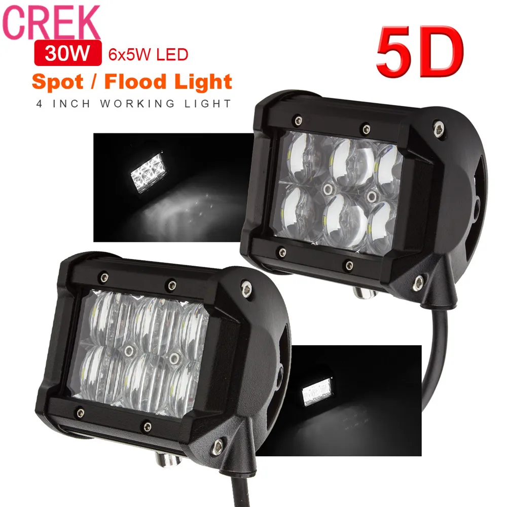 CREK Водонепроницаемый светодиодный светильник 5D 4 дюйма 30 Вт 2550 лм 1 шт.|led work light
