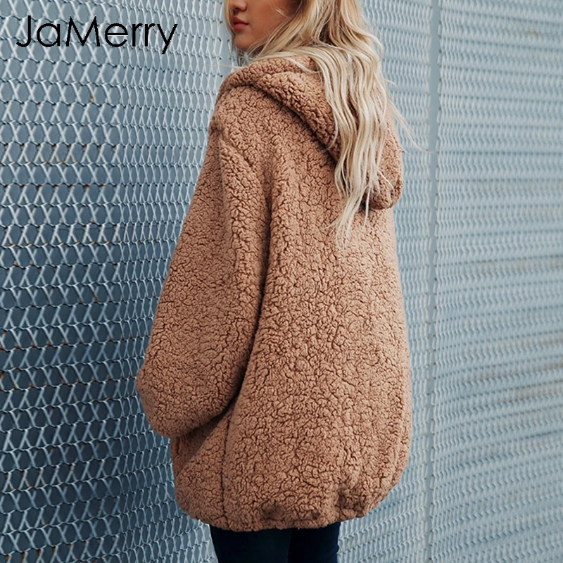 JaMerry искусственная овечья шерсть Толстая Женская куртка пальто плюс размер