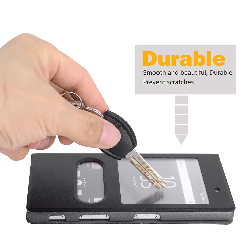 flip cover leather case for sony xperia z5 z 5 e6603 e6653 dual e6683 e6633 5 2 inch with touch view screen window phone case free global shipping