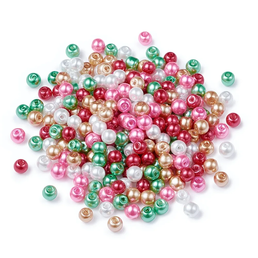 Бусины рождественские из перламутрового стекла 4/6/8 мм|glass pearl beads|pearl beadspearl glass beads |