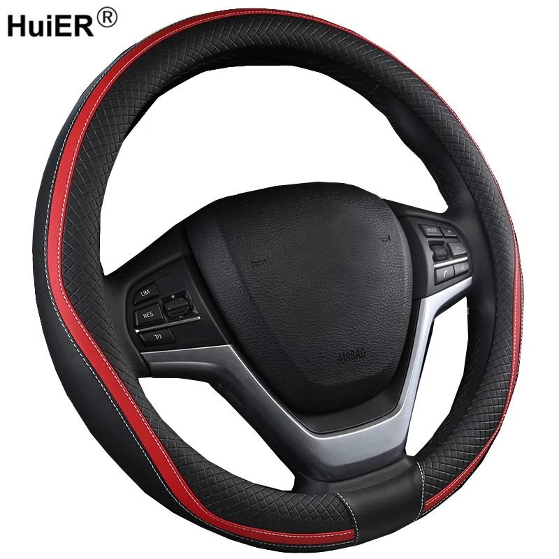 HuiER чехол рулевого колеса автомобиля 6 цветов искусственная кожа оплетка на руль