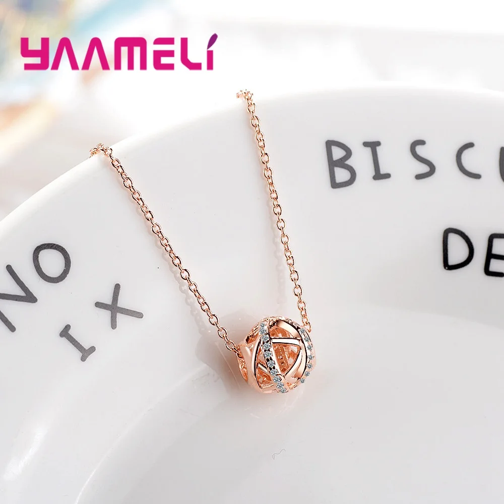 

Free Shipping Elegant Necklace Chain Crystal Pendant 925 Sterling Silver Rose Gold Accessories Decoration Jewelry Wholesale