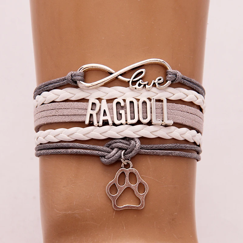 Браслет с надписью Infinity love Ragdoll и браслеты котом лапой Очаровательные кожаные