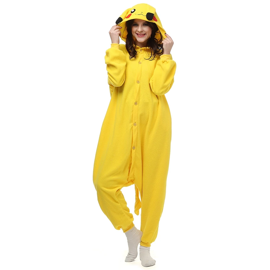 

Adults Polar Fleece Kigurumi Women Pika Raichu Costume Men Cartoon Onesies Pajamas Halloween Carnival Party Jumpsuit Clothing