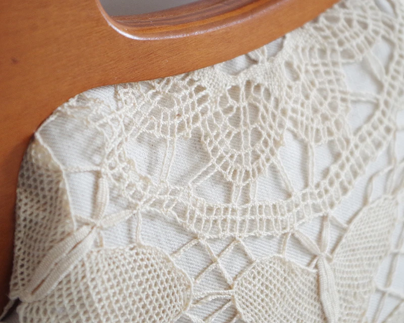LilyHood Handmade Women Lace Cover Wood Top Handle Bag Lady Autumn Crochet Shabby Chic Victorian Instagram Wedding Book Shoulder | Багаж и