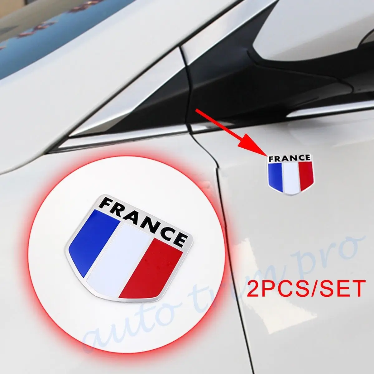 2pcs Car Truck Emblem Body Sticker Decal France French Country Nation Shield Flag Badge Logo Accessories