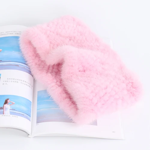 pink Женский зимний шарф из натурального меха норки, хороший эластичный вязаный шарф из натурального меха норки, толстая теплая Женская повязка шарф из натурального меха - Цвет: pink