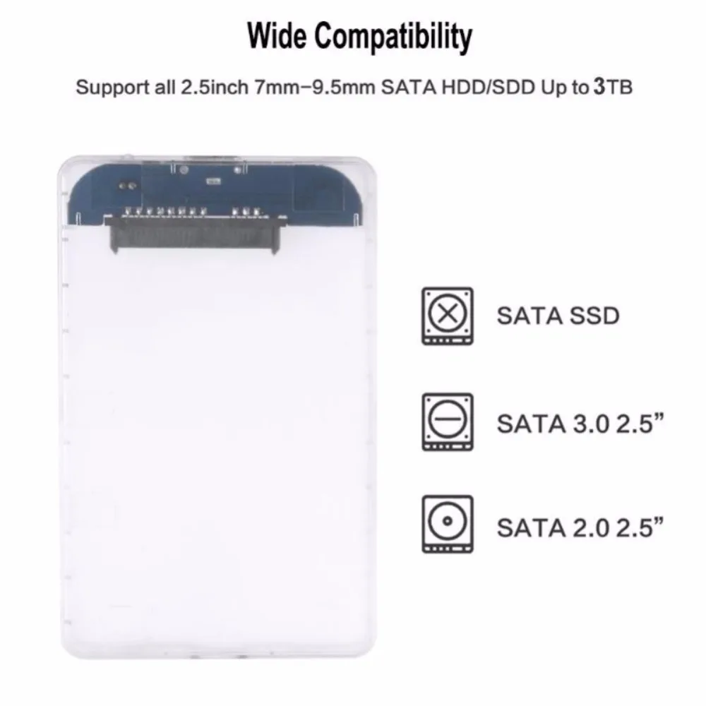 Высокое качество USB 3 0 SATA Hd Box SSD HDD жесткий диск Внешний прозрачный корпус