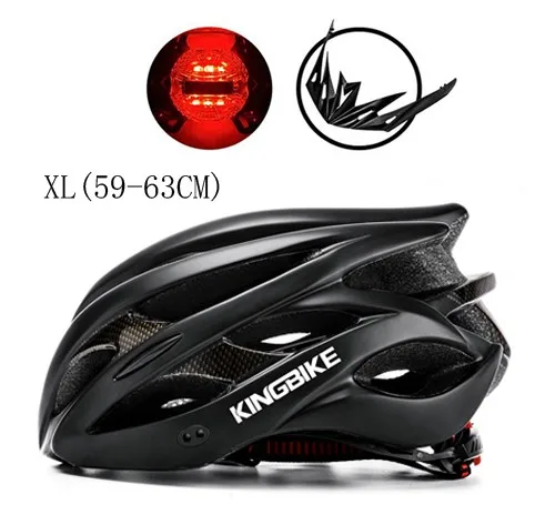 KINGBIKE Женский Мужской велосипедный шлем дорожный горный шлем с козырьком MTB велосипедный шлем защитный задний фонарь casco ciclismo - Цвет: J-629-BLACK