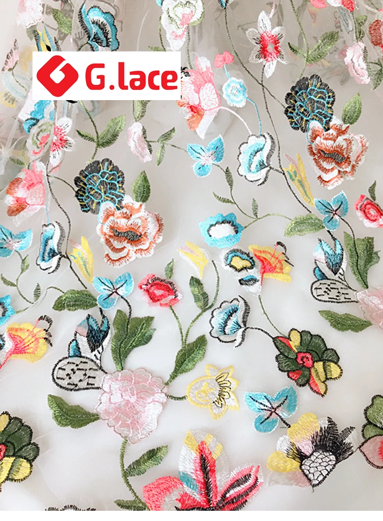 GLace 1Y/лот разноцветное пасторальное 1 3 м широкое вышитое кружевное платье