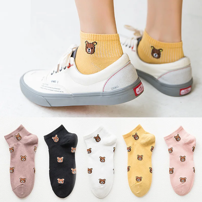 Летние женские нескользящие короткие носки с героями мультфильмов Kawaii Милые