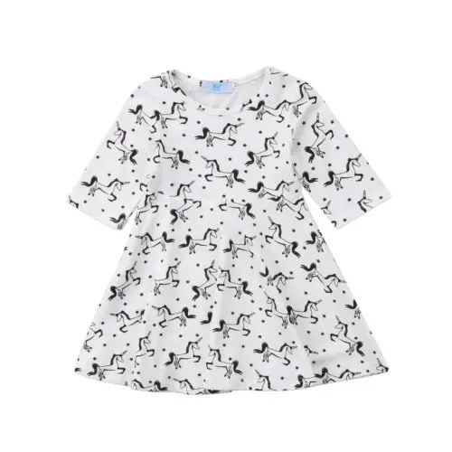 Unicorn Toddler Kids Baby Girls Princess Long Sleeve Party Prom Wedding Tutu Dress | Детская одежда и обувь