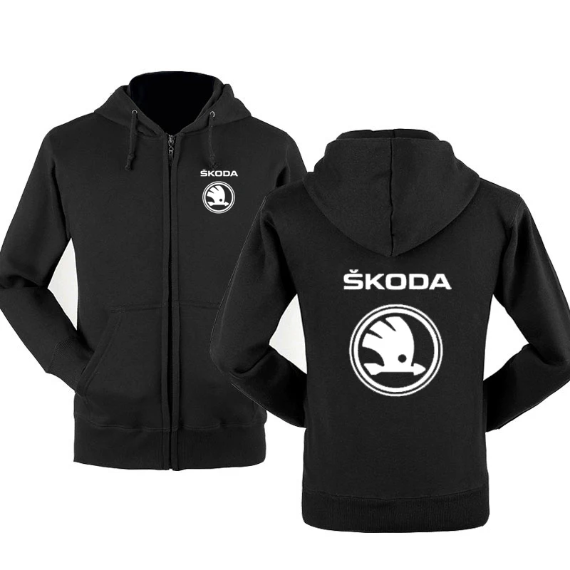 Новая модная толстовка с логотипом Skoda Car, мужская толстовка с капюшоном на весну и осень, флисовая хлопковая куртка на молнии в стиле хип-хоп, Harajuku, мужская одежда