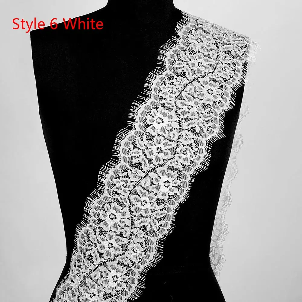 white 6 Новинка; Цвет черный, белый; 3 ярда; классическая кружевная отделка для ресниц; мягкая Цветочная Классическая кружевная отделка; декор; рукоделие; шитье для украшения платья - Цвет: white 6