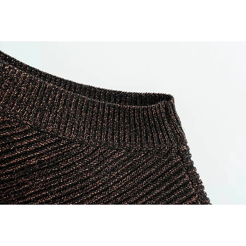 Women Bronze Red Single Shoulder Sweater Female Sexy Sleeve Warm Pullover 2018 Autumn Winter Women-s Knitwear pull femme | Женская