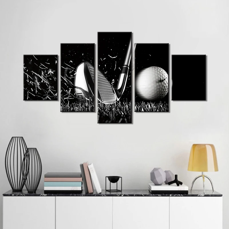 5 Pcs Pictures Golf Tee Shot Paintings Abstract Canvas Wall Art for Living Room Premium Quality Artwork Contemporary Home Decor | Дом и сад