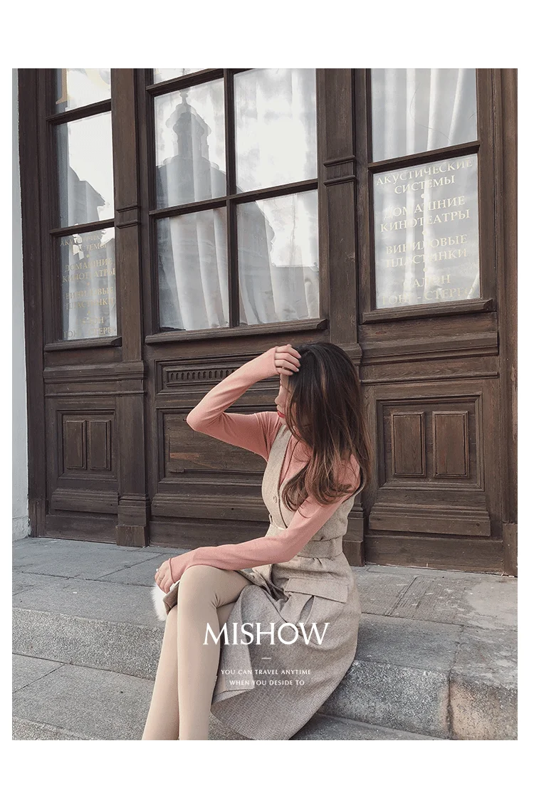 Mishow Модное женское осенняя и зимняя платье с поясом MX18D1063