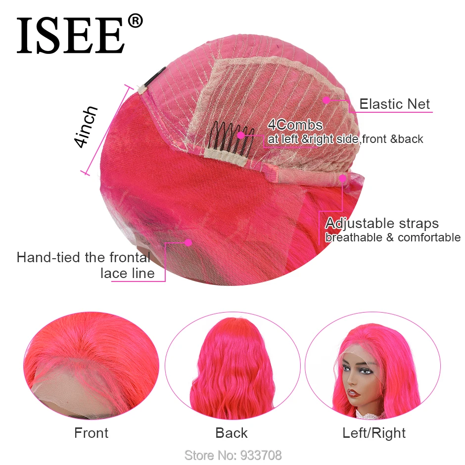 Malaysian Remy Blue Body Wave Lace Front Wig With Baby Hair 150%Density Pink ISEE HAIR Wig 613 Blonde Lace Front Human Hair Wigs