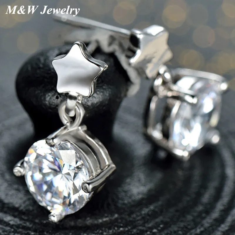 Cute Charm 925 Sterling Silver Five Star CZ Earrings Fashion Stud Lucky Jewelry M&ampWS1995 | Украшения и аксессуары