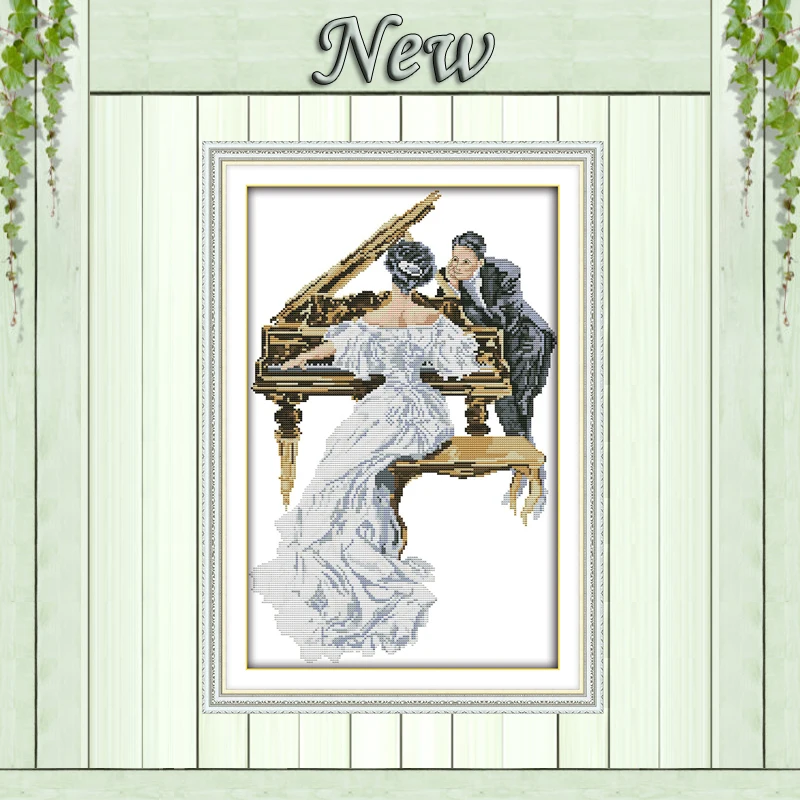 Женская игра фортепиано Декор Картина считает Печать на холсте DMC 11CT 14CT китайские