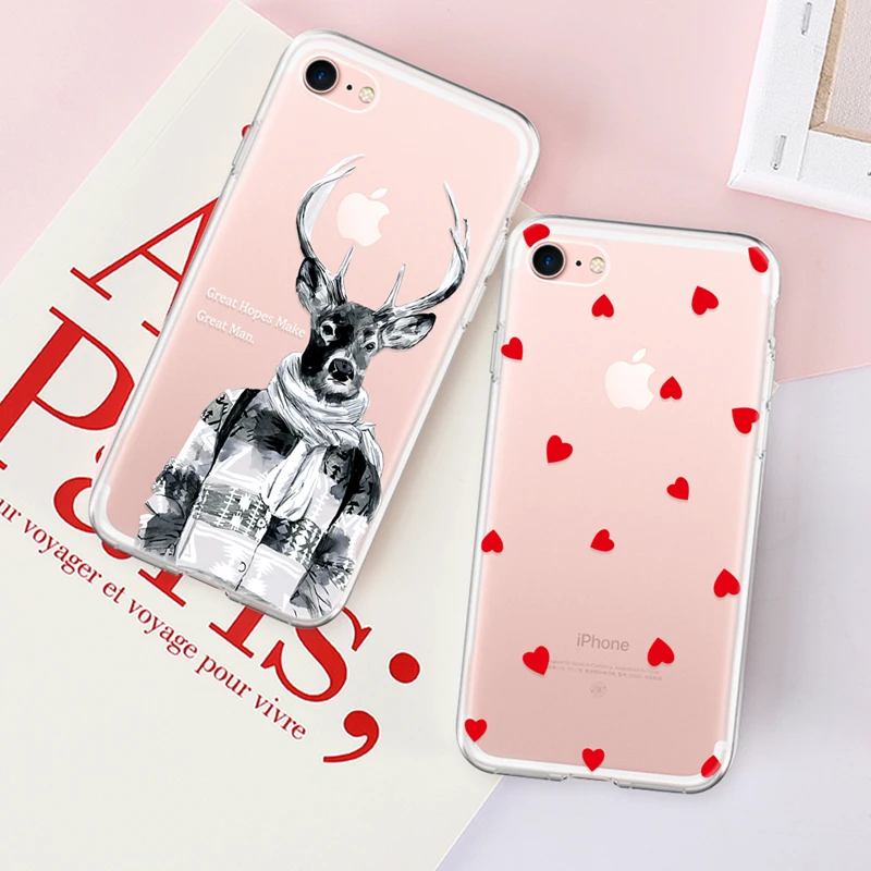 Модный прозрачный мягкий чехол из ТПУ для iPhone XS 8 7 6 6S Plus силиконовая задняя крышка