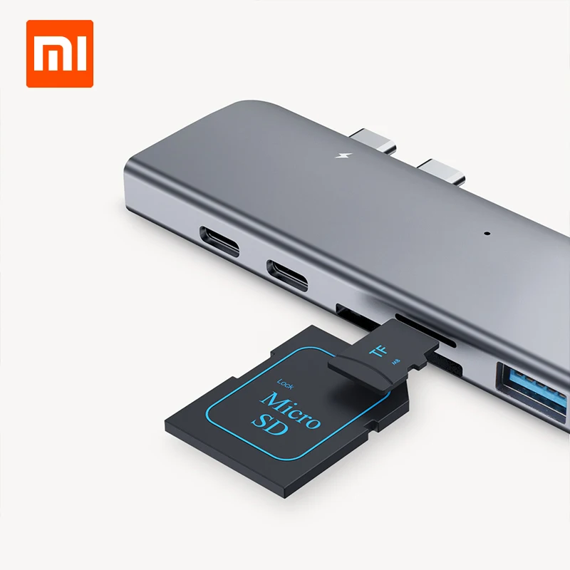 Адаптер для зарядки Xiaomi hagxiaomi USB Type-C 7 в 1 TF/SD/PD/2 USD 3 0/HUB HDMI зарядное устройство Macbook