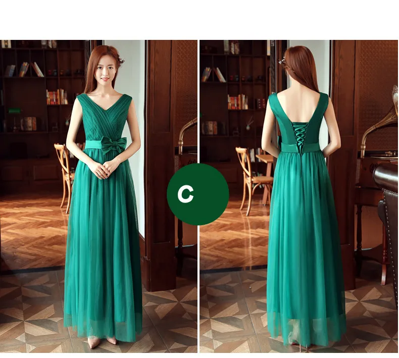 Vestido De Noiva изумрудно-зеленые платья для подружки невесты длинные складки вырез сердечком смешанные стили дешевые формальные Свадебный для свадебной вечеринки выпускного вечера - Цвет: C