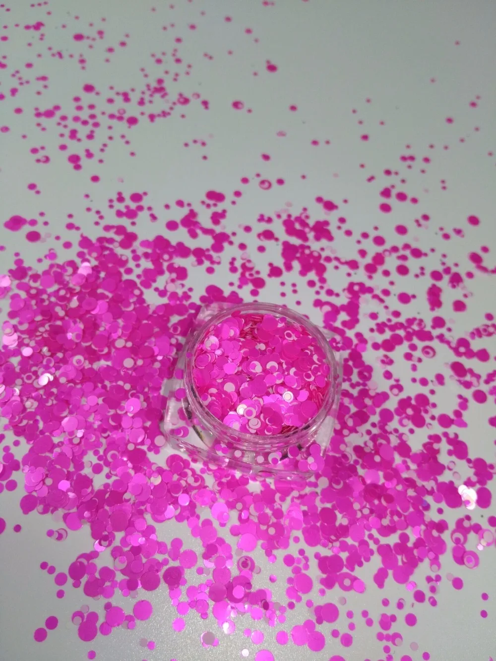 

YM-0111/2/3MM Glitter Mix "Pink Chic" Round Dot Spangle shape glitter Flake cosmetic powder for nail Gel polish-50g/200g/bag