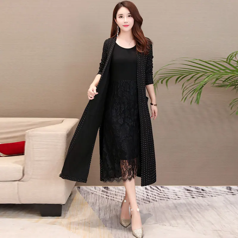 Spring Autumn Female Cardigan 2019 New Korean Version Long Sleeve Sweater Women Over The knee Shawl Red Wine Feminine Coat SS50 |