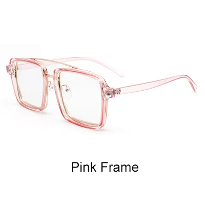 Pink Frame Ralferty Ретро Оправа очков квадратные очки для мужчин и женщин модные солнцезащитные очки 0 градусов оптика с диоптрией близорукость рамки J9169 - Цвет линз: Pink Frame