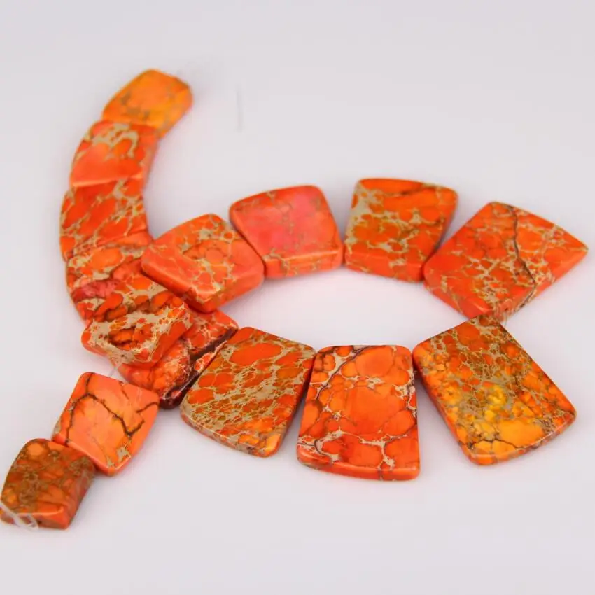 

Orange Sea Sediment Stone Graduated Flat Square Beads Gem Pendants,Emperor Stones Slabs Making Necklace Findings 17-35x25-28mm