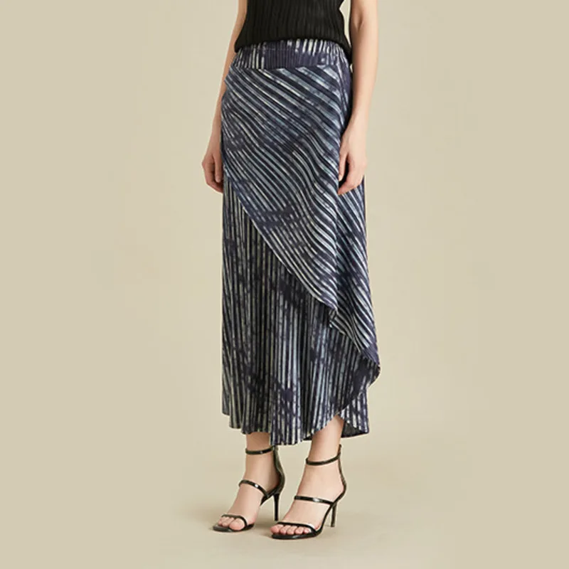 LANMREM 2020 New Summer Beach And Autumn Fake Two Pieces Pleated Vintage Striped Loose Pants High Waist Trousers WH70602 | Женская