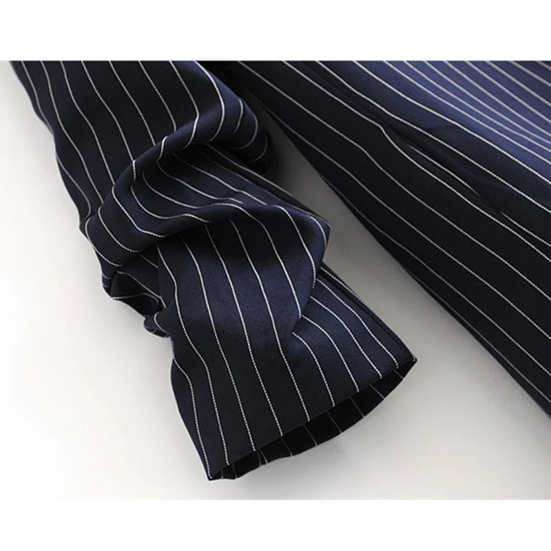 

Stripe Small Suit Autumn Spring Women Blazer Fashion Lady Cuff folds Blazers Blue Suits Female Loose Casual Tops Jacket A2737