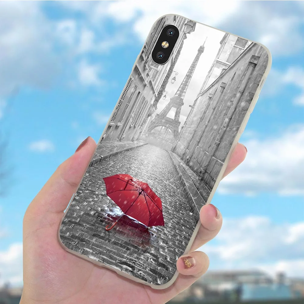 Мягкий чехол из ТПУ с изображением Эйфелевой башни для iPhone Xs SE чехлы X XR 7 8 Plus 6 6S 5 55