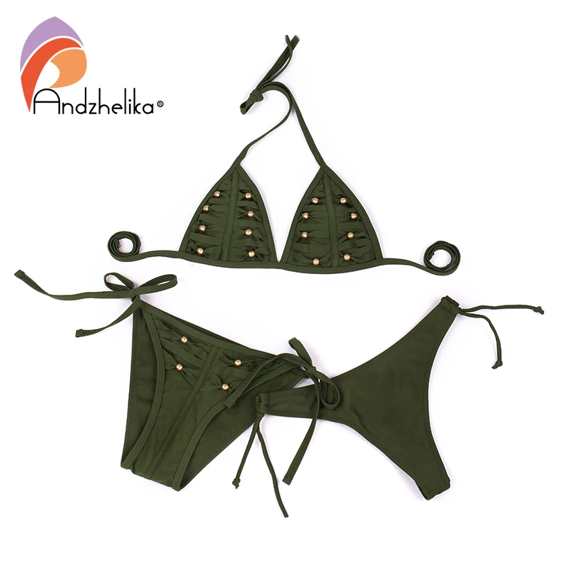 Andzhelika bikini женский купальник бикини с золотыми бусинами AK3303