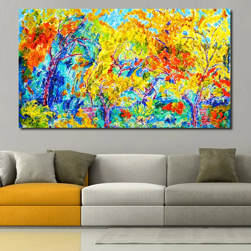 

JQHYART Modern Oil Painting Canvas Art Into Autumn Paint Wall Pictures For Living Room Modular Pictures Home Decor Frameless