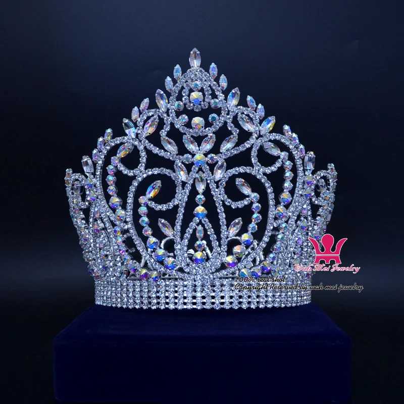 02164 Великолепная большая сияющая тиара Miss beauty queen Принцесса аксессуары для волос для вечеринки, выпускного вечера, ночного клуба