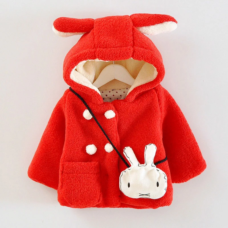 Куртка с заячьими ушками для малышей пальто капюшоном Верхняя одежда теплая