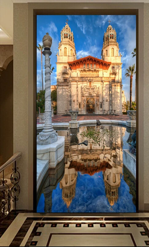 Пользовательские 3D фрески красивые пейзажи европейской церкви вход фон гостиной