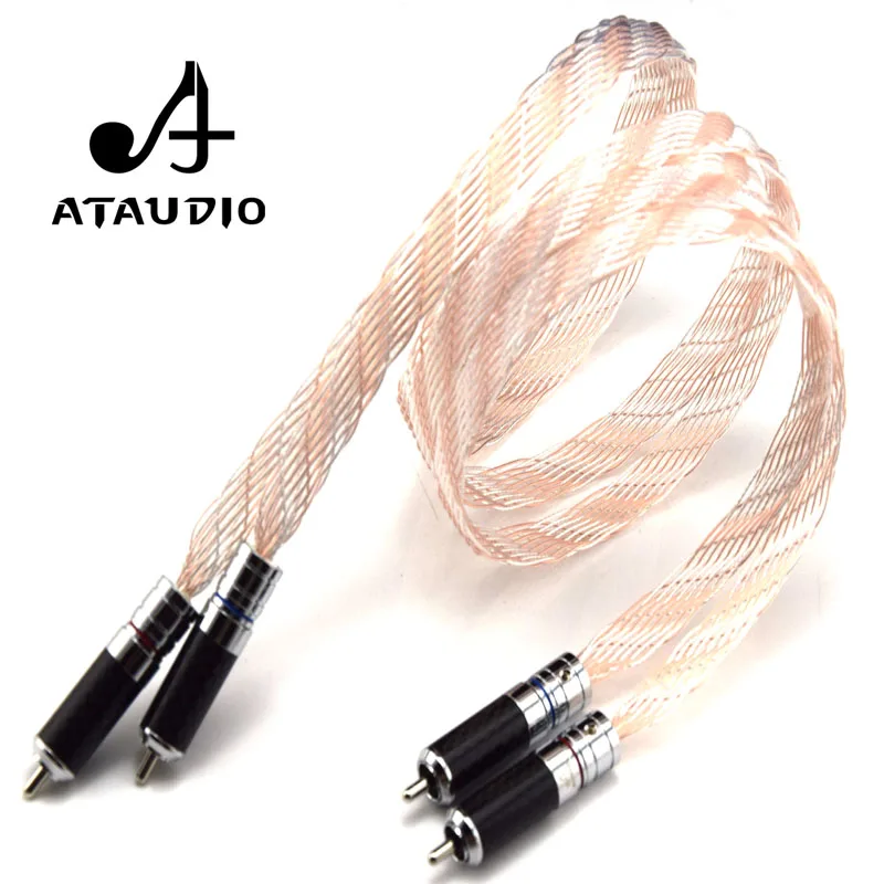 ATAUDIO одна пара Hi Fi RCA кабель высокая производительность серебро и медь 2RCA штекер