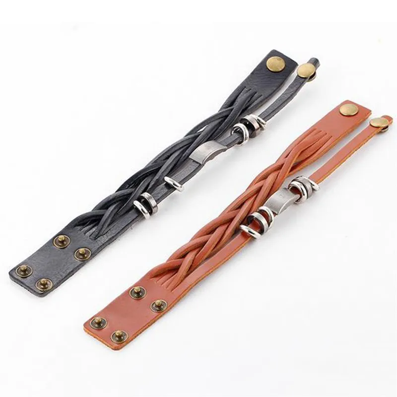 Мужской браслет Pinksee из натуральной кожи в стиле панк ручной работы | Украшения и