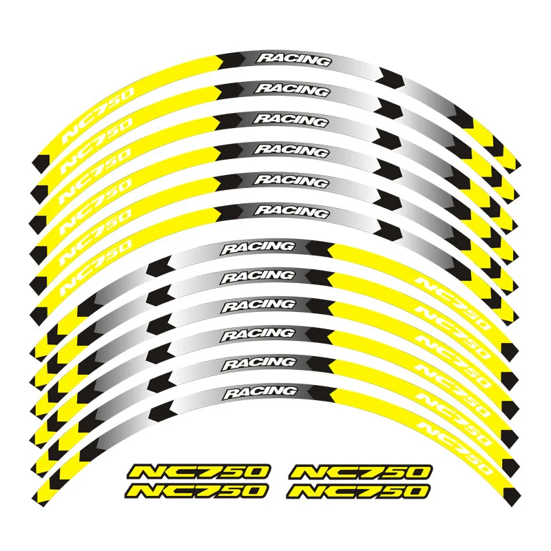 NC750 A Yellow Наклейки для обода колеса мотоцикла, 17 дюймов, колеса для Honda NC700 NC750 S X - Цвет: NC750 A Yellow
