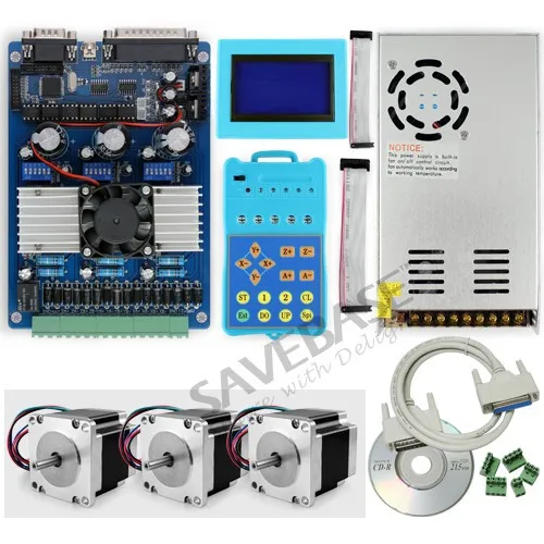 Передовые 3-осевой TB6560 Шаговый Драйвер Комплект+ Клавиатура+ Дисплей+ Nema23 Mоторы+ PSU